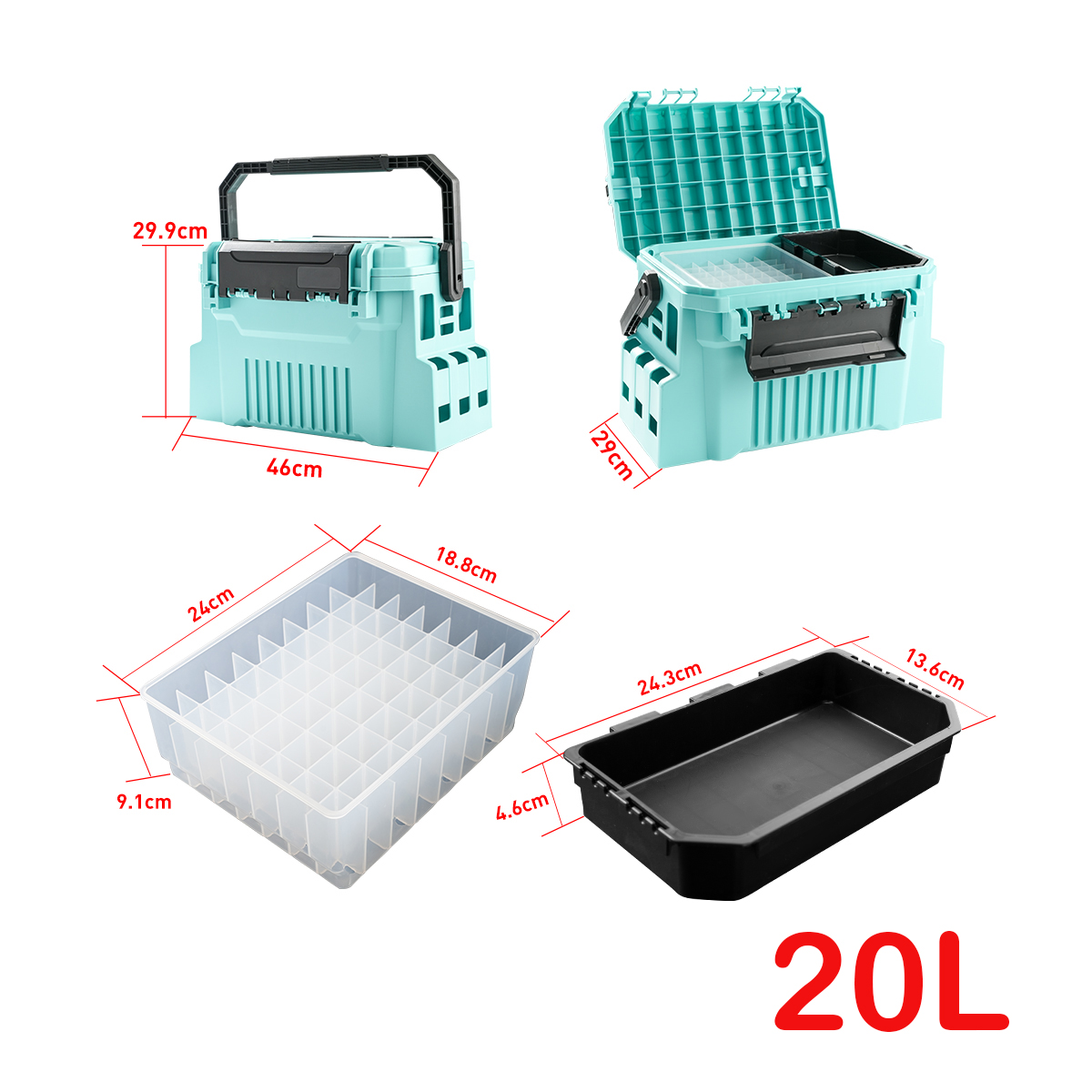 20L FIshing tackle box with eg - Fishing Kayak Crate recension och pris